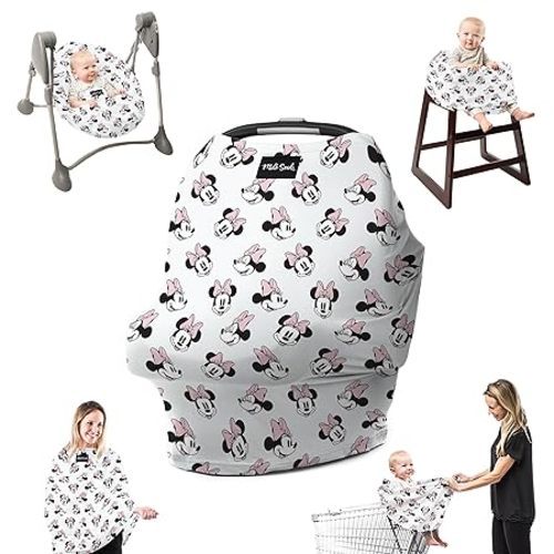 Milk Snob Original Disney 5-in-1 Cover, Minnie Mouse, Added Privacy for Breastfeeding, Baby Car Seat, Carrier, Stroller, High Chair, Shopping Cart, Lounger Canopy - Newborn Essentials, Nursing Top