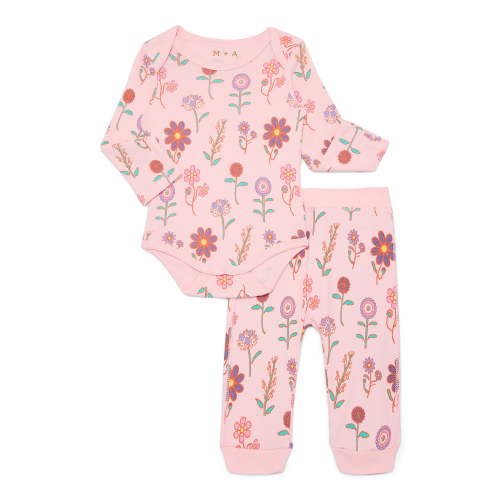 M+A by Monica + Andy Baby Girls Organic Cotton First Moves Set, 2-Piece, Sizes 0M-24M