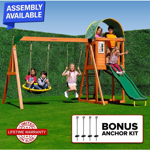 Sportspower, Wooden Swing Set, Amelia, 6' Blow Molded Slide