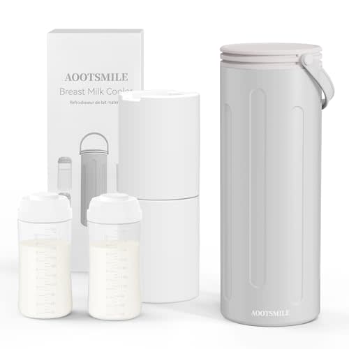Portable Breast Milk Cooler for Travel, 22oz Large Capacity Breastmilk Chiller for Working Moms, 360° Cooling Keeps Milk Chilled 24 Hours, Includes 2 Baby Bottles, Breastfeeding Essentials