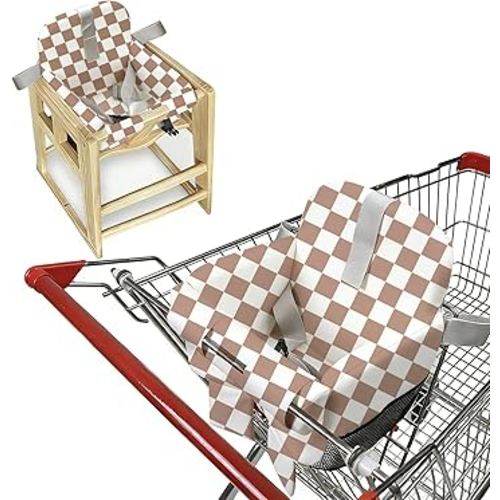 Padded Shopping Cart Cover for Baby Boy & Girl, High Chair Cover for Restaurant Seat, Machine Washable Infant Toddler Buggy Seat Cover (Checkered)