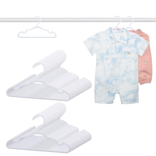 100 Pack White Baby Hangers 11.42 Inch - Kids Non-Slip Clothes Hangers for Infant & Child, Durable Plastic Children's Hangers for Closet, Pants, Coats, Skirts