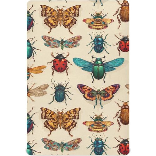Flying Vintage Insect Bugs Crib Sheets Soft Breathable Fitted Baby Crib Sheets Mattress Cover for Girls Boys, 52" x 28" x 9"