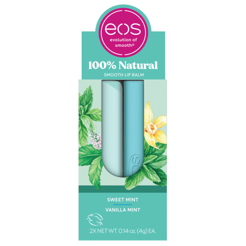 eos 100% Natural Lip Balm- Sweet Mint & Vanilla Mint, 0.14 oz, 2-Pack