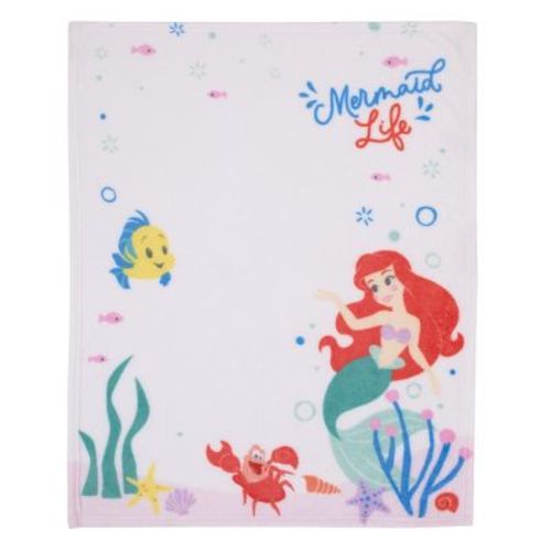 NoJo Disney Ariel The Little Mermaid White Mermaid Life Super Soft Photo Op Baby Blanket