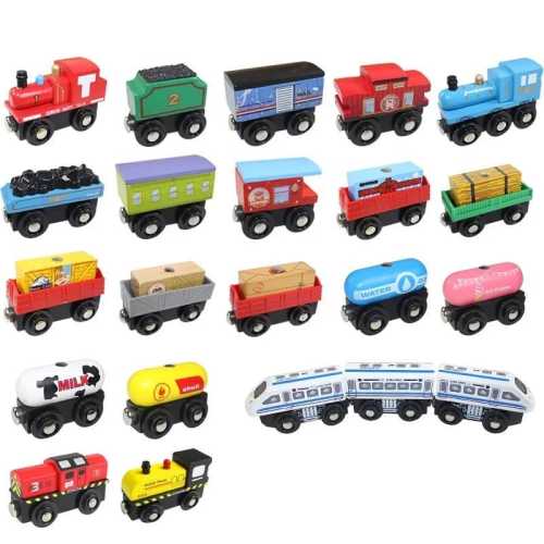 Wooden Cars & Train Set – Fire Truck, Police Car, Ambulance, Compatible Track Vehicles, Educational Wooden Toy, Kids Gift