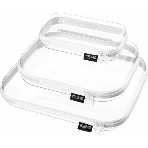 YQBRAO Clear Hard Shell Organizer Cases, Multi-Size (L, M & S), 3-Pack