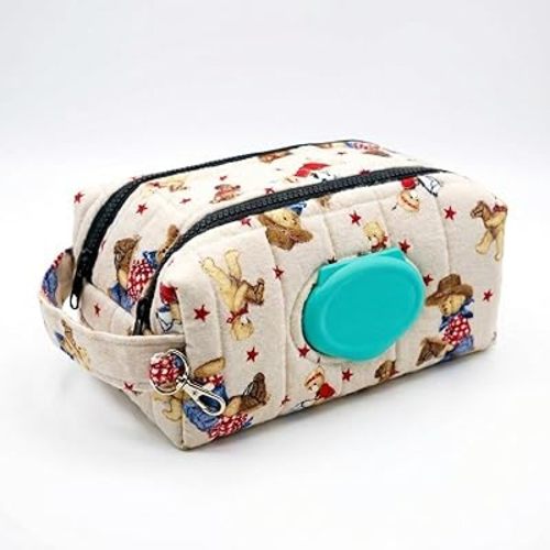 Doudle Sided Baby Diper Wipe Case,Bow Baby Wipe Holder Diaper Pouch Portable Double Layer Quilted Wipes Bag for Car,Stroller