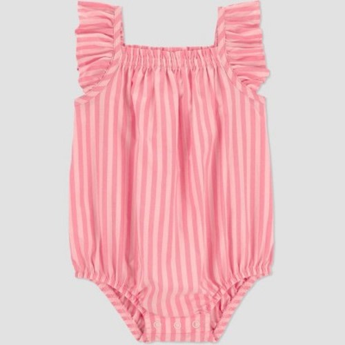 Carter's Just One You® Baby Girls' Striped Ruffle Romper - Pink 3M
