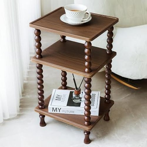 3-Tier Narrow Side Table, Small End Table for Indoor Storage & Space-Saving