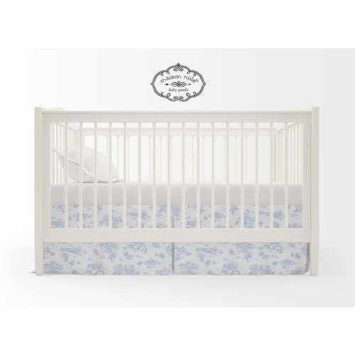 Storyland Toile Crib Skirt | Maison Nola BLUE