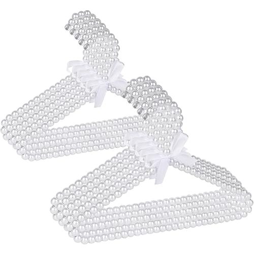 10 Pack Pearl Hangers for Kids, Pearl Beads Clothes Hangers, Small Elegant Garment Clothes Hangers for Kids Children Pet Dog (30cm, White)