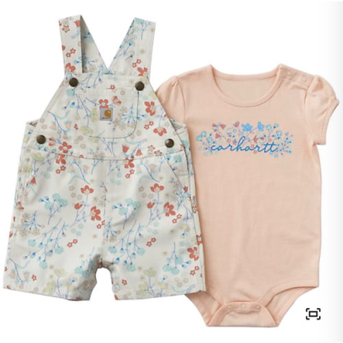 Carhartt Infant Girl Short Sleeve Bodysuit and Canvas Shortall 2 pc. Set at Tractor Supply Co