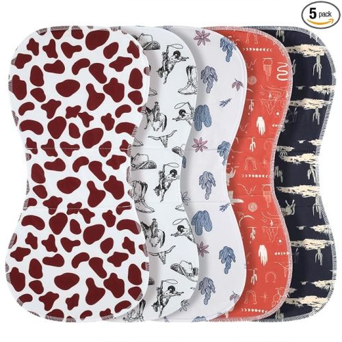 5 Pcs Western Baby Burp Cloths Vintage Burp Rags