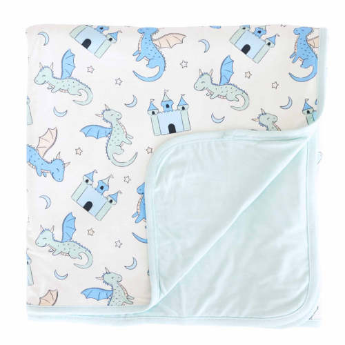 Dragon Adventure Double Sided Bamboo Blanket | Blue