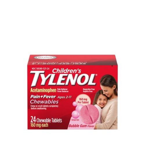 Children's Tylenol Pain + Fever Relief Chewables - Acetaminophen - Bubble Gum - 24ct