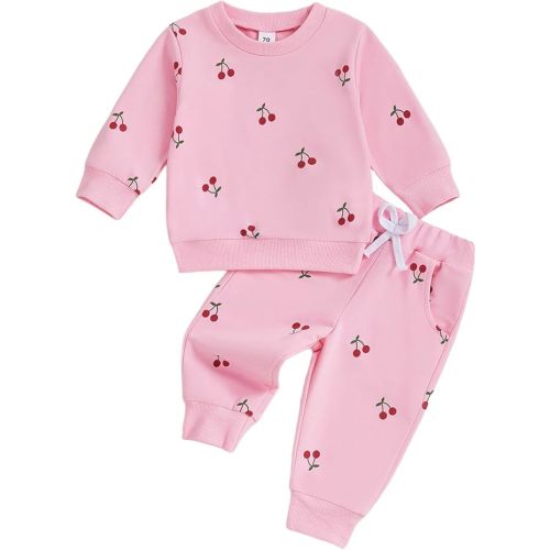 Mubineo Toddler Baby Girl Clothes Cute Long Sleeve Sweatshirt Sweatpant Outfits Fall Winter Tops Pant Outfit Sweatsuit