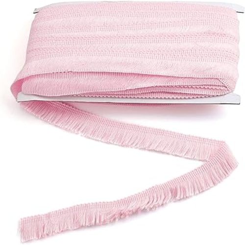 KISSITTY 27 Yards Tassel Fringe Trim 1 Inch Polyester Fibre Lace Trim Ribbon for Sewing Dress Clothing DIY Craft Home Decoration, Pink