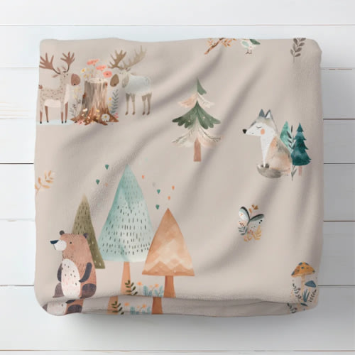 Doudou minky bébé - Animaux foret beige - Naélie