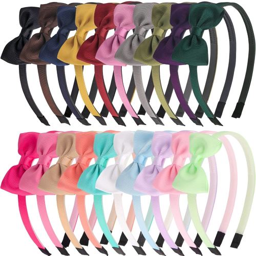 XIMA 20pcs Bows Headbands for Girls,Ribbon Hair Bow with Head bands for Kids Toddlers Children Hair Accessories