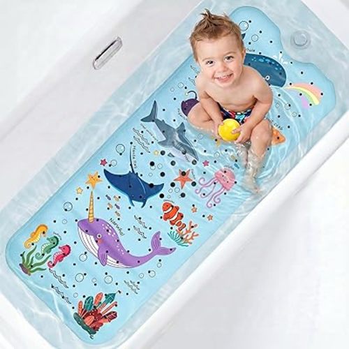 UNEEDE Baby Bathtub Mat Non Slip, 40''x16'' Bath Mat for Tub Non Slip