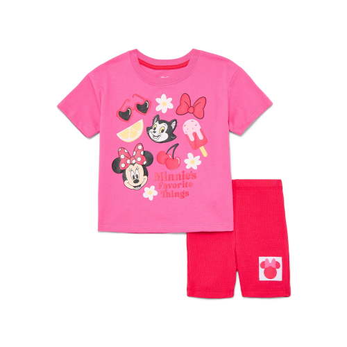 Minnie Mouse Toddler Girls Graphic Tee and Bike Shorts Set, 2-Piece, Sizes 12M-5T