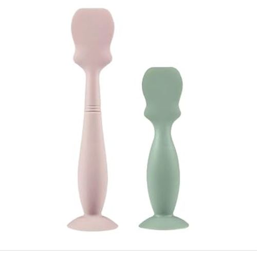 PandaEar 2 Pack Diaper Cream Spatula Applicator, Silicone Butt Spatula Baby Bum Brush, Diaper Cream Brushes for Babies Infants Newborn (Large Green, Small Pink)