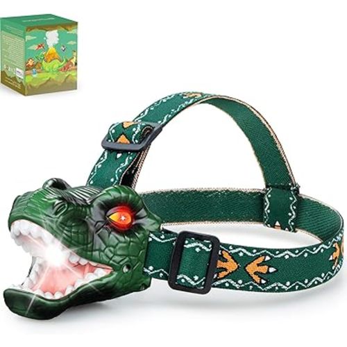 LED Dinosaur Headlamp for Kids, Children's Toy Flashlight T-Rex Dinosaur Toys for Age 3 4 5 6 7 8 9 Years Old Kids, Camping Hiking Gear for Boys Girls