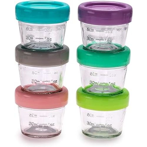 melii Glass Baby Food Freezer Jars, Snack Container with Lids, BPA Free, Microwave & Dishwasher safe (4oz - 6 piece set)