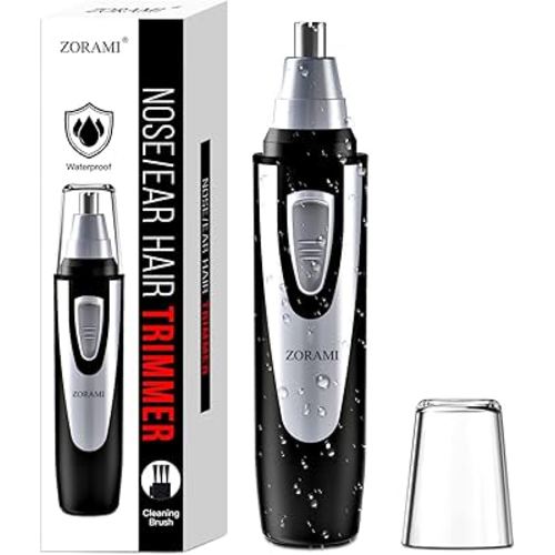 Ear and Nose Hair Trimmer Clipper - 2025 Professional Painless Eyebrow & Facial Hair Trimmer for Men Women, Battery-Operated Trimmer with IPX7 Waterproof, Dual Edge Blades for Easy Cleansing Black