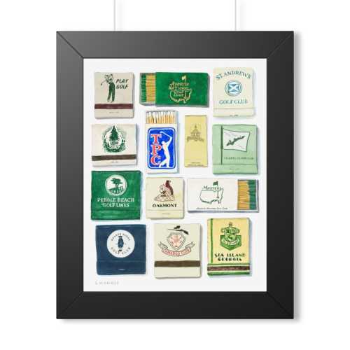 Famous Golf Courses Matchbook Covers Collection - Watercolor Art Print - Unique Golf Gift