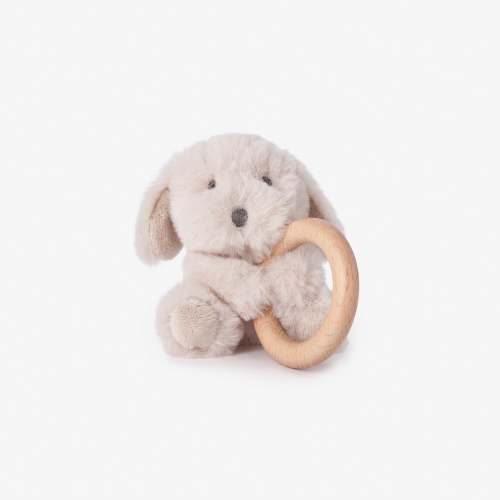 Puppy Plush Wooden Ring Rattle – Elegant Baby