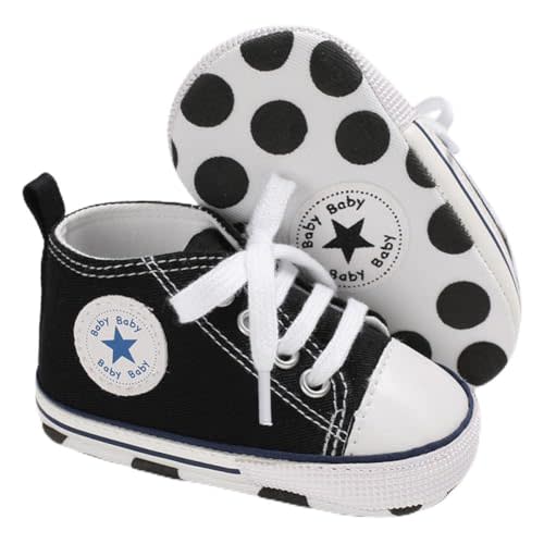 Sekantrol Unisex Baby Girls Boys Shoes Infant Soft Sole Canvas Newborn First Walkers High Top Anti-Slip Sneakers