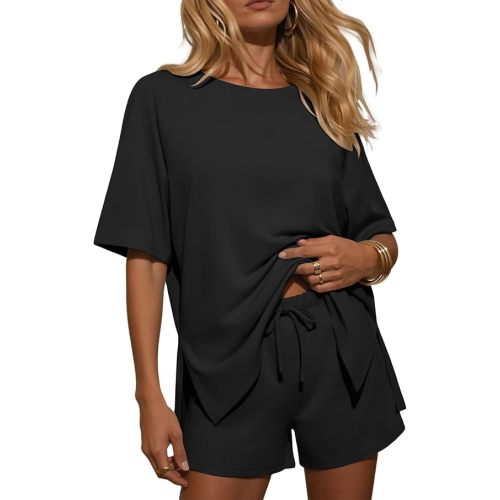 Ekouaer Two Piece Sets for Women Summer Lounge Short Sets Moisture-Wicking Casual Airport Travel Matching Outfits