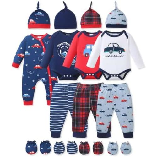 NZRVAWS Preemie Newborn Baby Boy Clothes Infant Clothing Romper Pant Outfits Set Layette Essentials 19 Pieces 0 3 6 12 Months