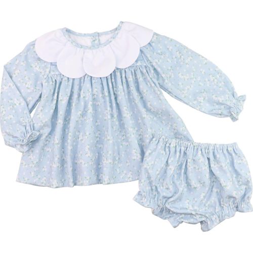 Blue Floral Corduroy Diaper Set for Girls | Cecil & Lou