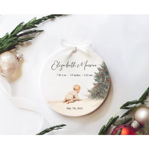 Baby&#39;s Birth Stats Christmas Ornament - Personalized Baby Ornament - New Mom Gift - First Christmas Ornament - 2024 Keepsake