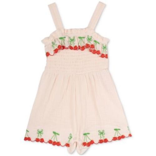 Baby Girls Cotton Cherry Embroidered Romper