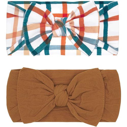 Baby Bling Lazos – Lazos para recién nacidos a niñas pequeñas, paquete de 2 diademas de nailon súper suaves y elásticas para la cabeza, accesorios perfectos para el cabello, bandas para la cabeza para