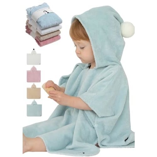 Konny Baby Hooded Towel Plush Thick & Cozy Soft-Touch Absorbent Rayon from Bamboo Cotton Baby Bath Beach Towel, Oeko-TEX, Newborn Boys Girls Toddler (Mint, Large)