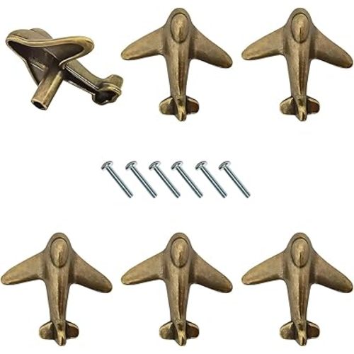 6 Pack Airplane Drawer Knobs Unique Cabinet Knobs for Cabinets and Drawers, Decorative Drawer Pulls and Knobs