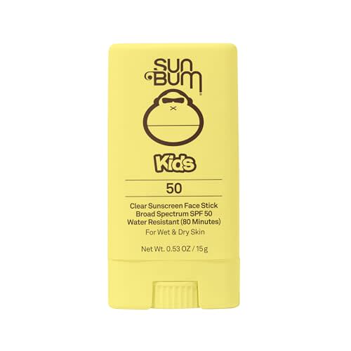 Sun Bum Kids SPF 50 Clear Face Stick Sunscreen - Wet or Dry Skin Application Broad Spectrum Sunscreen with Vitamin E - Hawaii Act 104 Compliant (Without Octinoxate & Oxybenzone) - Travel Size 0.53 oz