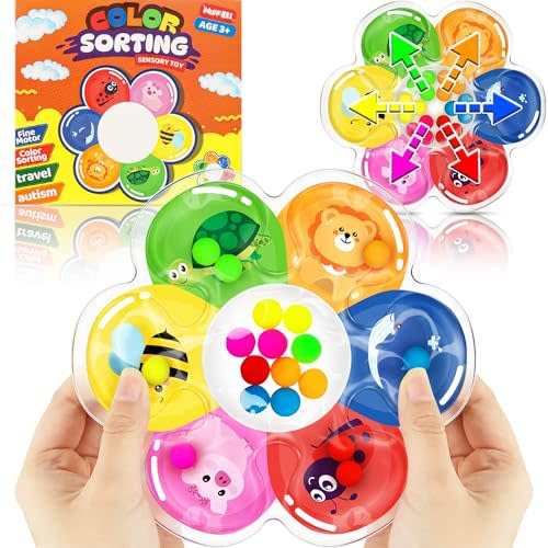 Color Sorting Sensory Toys for Toddlers & Kids, Preschool Fine Motor Skills for Autism, Fidget Color Matching Travel Toys, Calm Down Toy, Birthday Gifts for Boys & Girls
