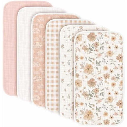 6-Pack Muslin Baby Burp Cloths, Large 100% Cotton Burping Clothes, Soft & Absorbent for Newborns, Baby Boys and Girls