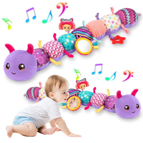 Baby Infant Multi-Sensory Caterpillar Toy – Musical Soft Plush Activity Toy for Tummy Time & Early Stimulation, Newborns 0-12 Months