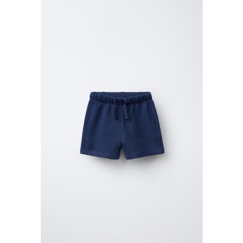 TEXT PLUSH SHORTS - Navy blue | ZARA United States