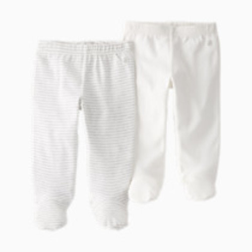 Carter's Little Planet Organic Cotton Rib Footed Pants (2 Pack) - Heather Grey Stripe, Sweet Cream, 3 M