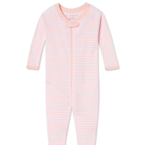 LAKE | Baby | Pima Cotton Pajamas | English Rose Stripe Baby Sleeper