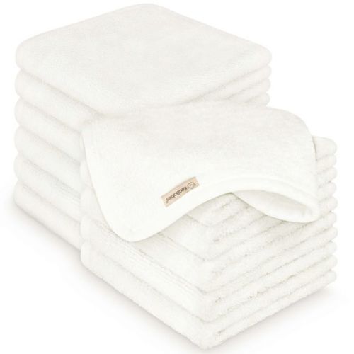 KeaBabies Deluxe Baby Washcloths, 10x10 Organic and Soft Baby Wash Cloth, Baby Bath Towel, Face Cloths (Soft White)