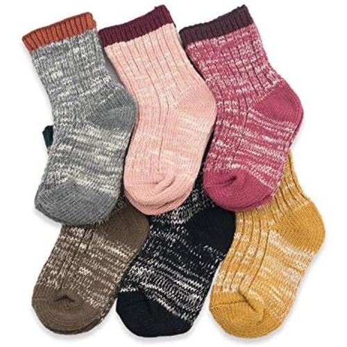 Baby Boys Girls Socks - 6 Pairs Toddler Thick Warm Seamless Chunky Knit Cotton Kid Cotton Crew Socks